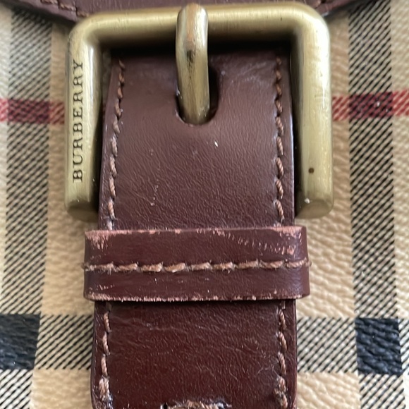 Authentic Burberry Haymarket Double Buckled Outer Pockets Bag - Picture 12 of 13
